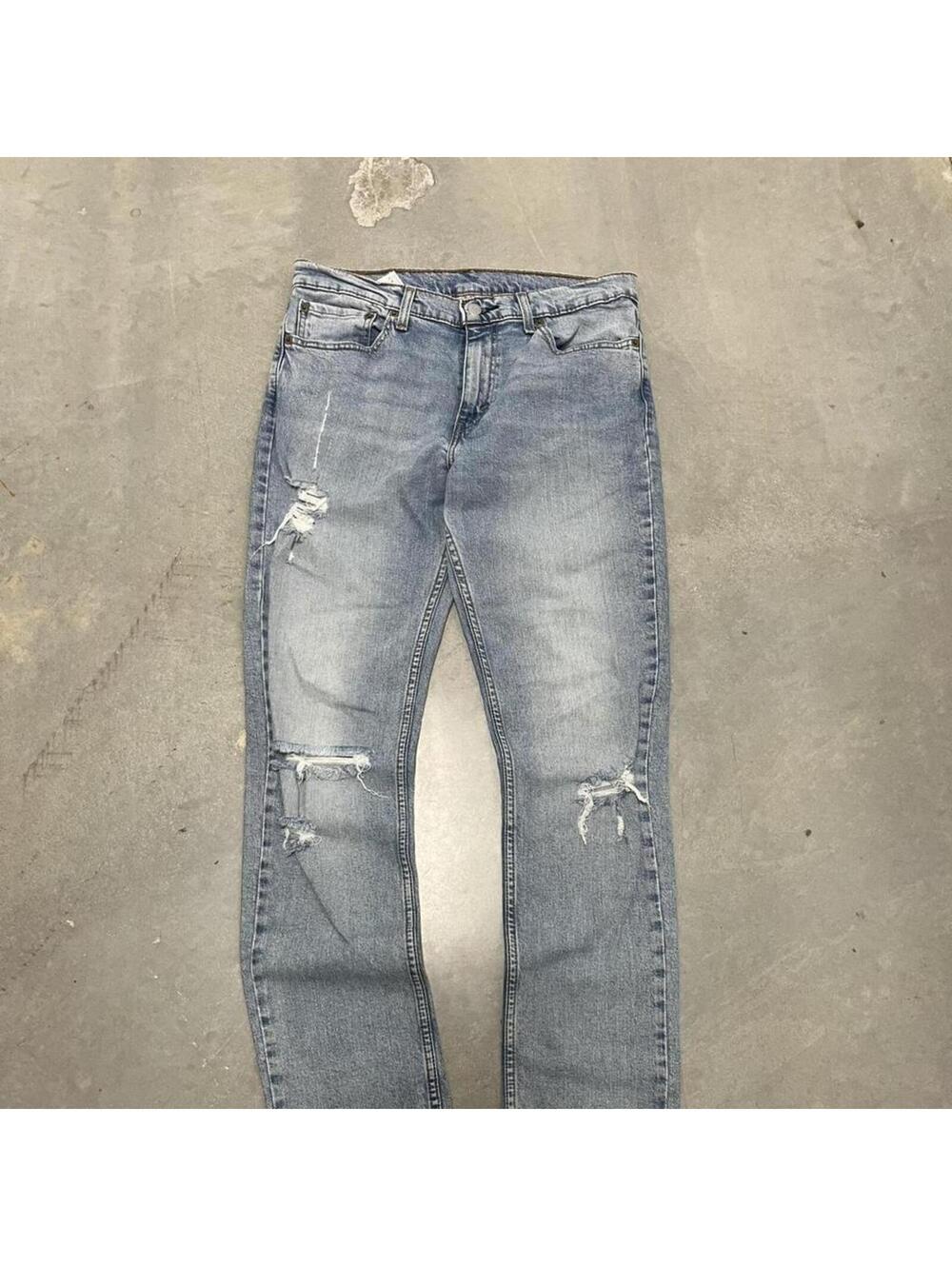 Levis 511 Jeans 33x32 Light Wash Distressed Ripped Slim Fit Y2K Denim